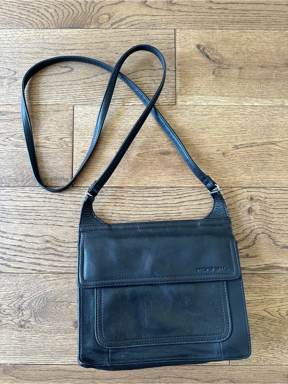 Vintage FOSSIL Black Leather Small Bag